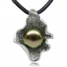 ZHIXI тонкой Ювелирные изделия из жемчуга натуральное таитянское жемчуг Цепочки и ожерелья подвеска круглой формы кулон из натурального камня, 11-12 мм подарок для Для женщин PH005