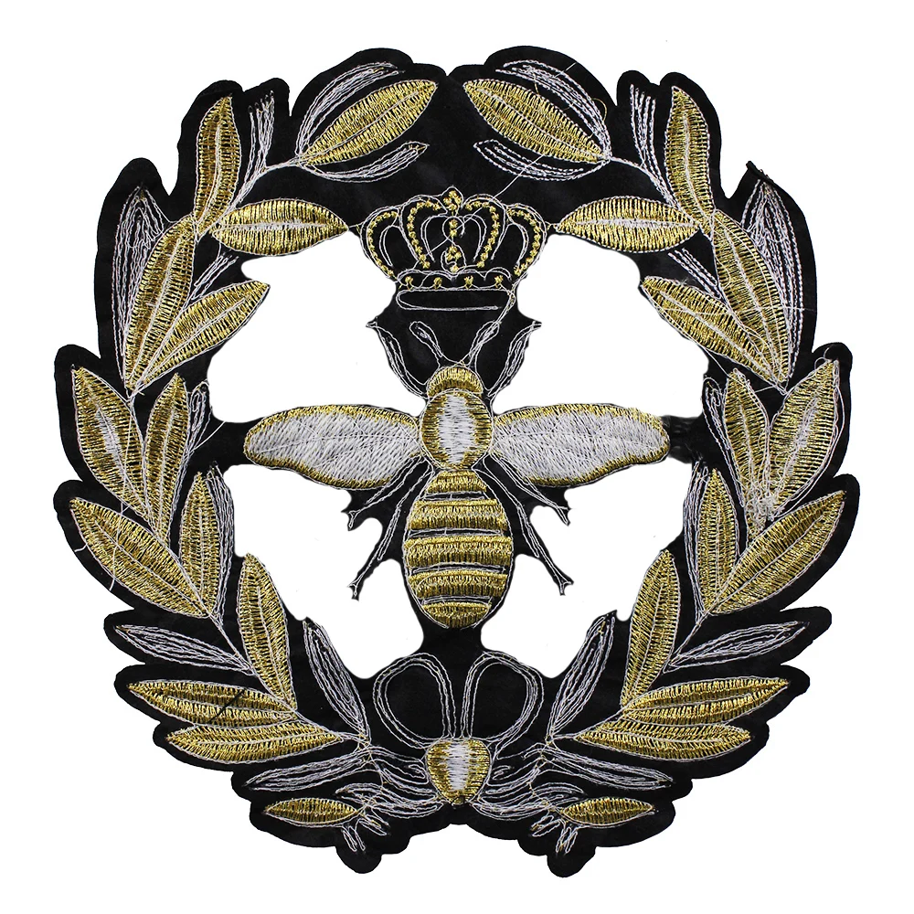 10pieces-Wreath-Gold-Sequins-Crown-Bee-Patches-Embroidery-Applique-Clothes-Craft-Sew-On-Garment-Stickers-TH558 (2) 