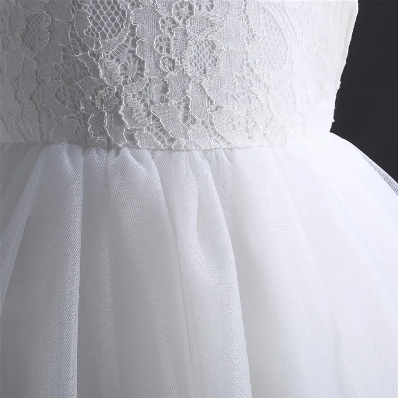 Белое кружевное платье для девочек; плиссированное платье принцессы; Классические Вечерние платья высокого качества; праздничный костюм с цветочным принтом; бальное платье