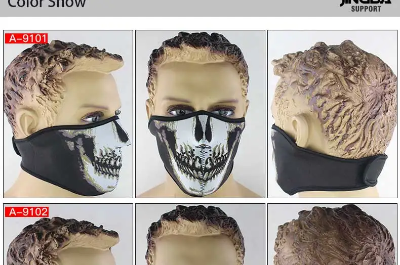 JINGBA поддержка Хэллоуин крутой череп маска НЕОПРЕН Спорт на открытом воздухе Половина маска для езды на велосипеде Лыжная маска производитель дропшиппинг