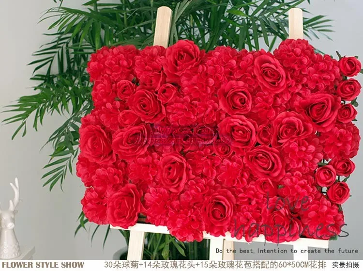 40cm*60cm Romantic Hot Red rose flower wall wedding decoration home
