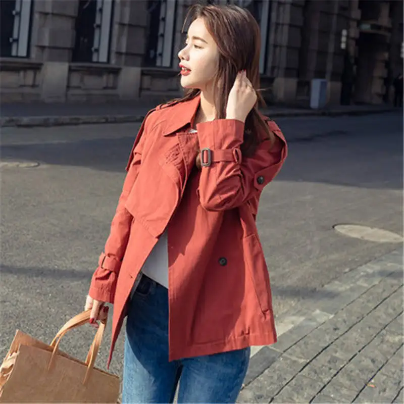 

2019 new Women's Spring Autumn Windbreaker Coats Women Short section Korean casual Girls Trench Coats Tops X510
