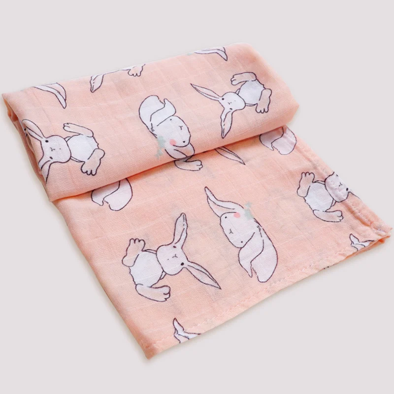 Детское муслиновое одеяло из хлопка, нагрудники для новорожденных, бандана с принтом животных из мультфильмов, платок, пеленка для младенцев, тканевый шарф-полотенце - Цвет: rabbit