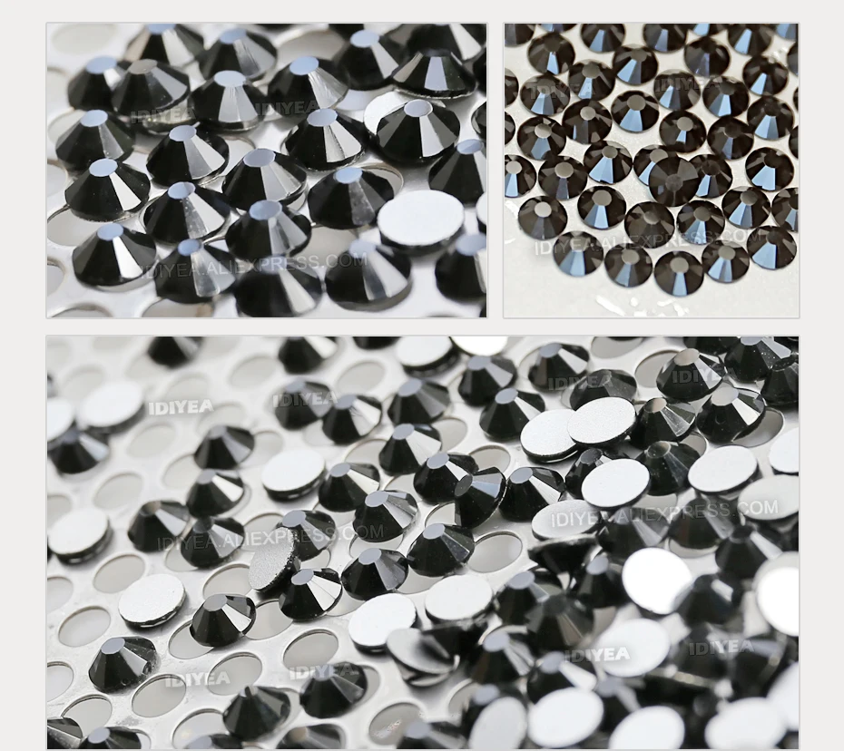 Jet Nut SS3 SS4 SS5 SS6 SS10 SS20 SS30 for Nail Art Rhinestones Glitter Crystal Decoration DIY Flat Back Non HotFix stone strass