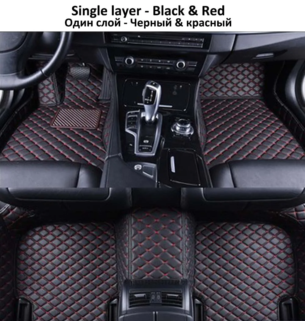 Пользовательские автомобильные кожаные коврики для Toyota Avanza CAMRY HIGHLANDER REIZ PRIUS COROLLA Sienna все модели водонепроницаемый провод коврик - Название цвета: A-BlackRed