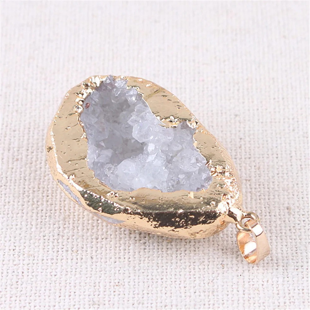 

Irregular Natural Stone For Jewelry Making Pendants Pendulum Gold Plating Crystal Druzy Pendants Sparkling Opal Pendants
