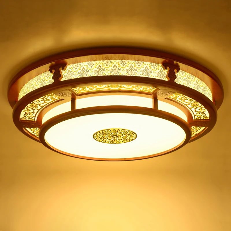 

Chinese ceiling lamp solid wood living room dining antique sheepskin bedroom ceiling light wl4241146