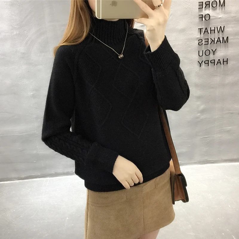 Autumn turtleneck sweater winter warm tops women's long sleeve knitted sweaters solid ladies casual loose pullovers and sweaters