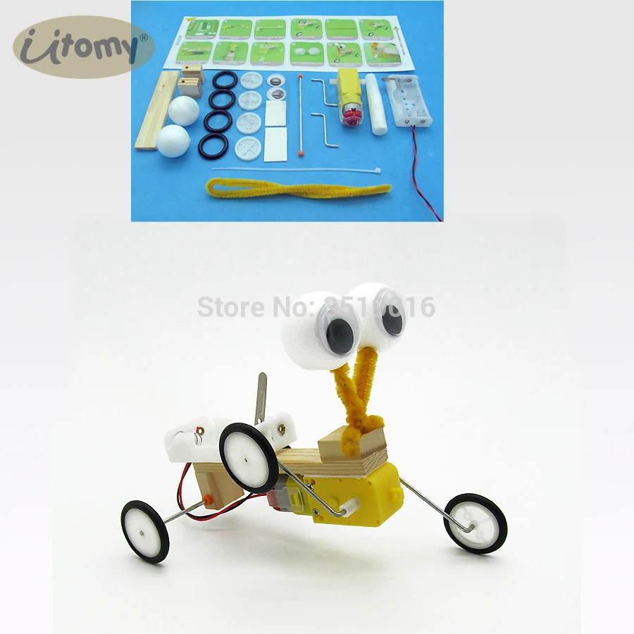 Дети DIY деревянный научный эксперимент робот игрушка Рептилия электрическое