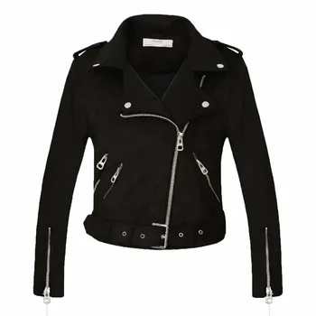 

YaxezNew Women Autumn Artificial Ladies Fashion Biker Bomber Jacket Female Coat Woman Clothes