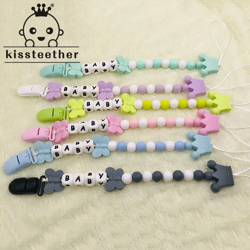 

1pc Silicone Personalize Pacifier Clip Chain Holder For Nipples Baby Pacifier Chain Custom 10mm Silicone Letter Pacifier