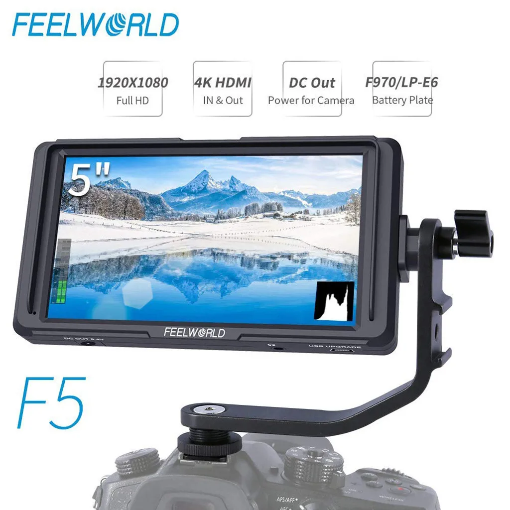 FEELWORLD F5 5 дюймов монитор на камере DSLR поле 4 K HDMI ips Full HD 1920x1080 фокусировка Assist DC вход выход включает наклон руки