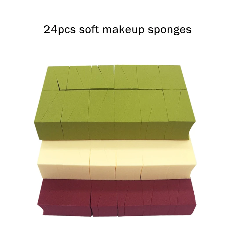 

24Pcs/set Soft Makeup Sponge Triangle Face Blending Liquid Cream Foundation Powder Wet Dry Use Cosmetic Puff Esponja Maquiagem
