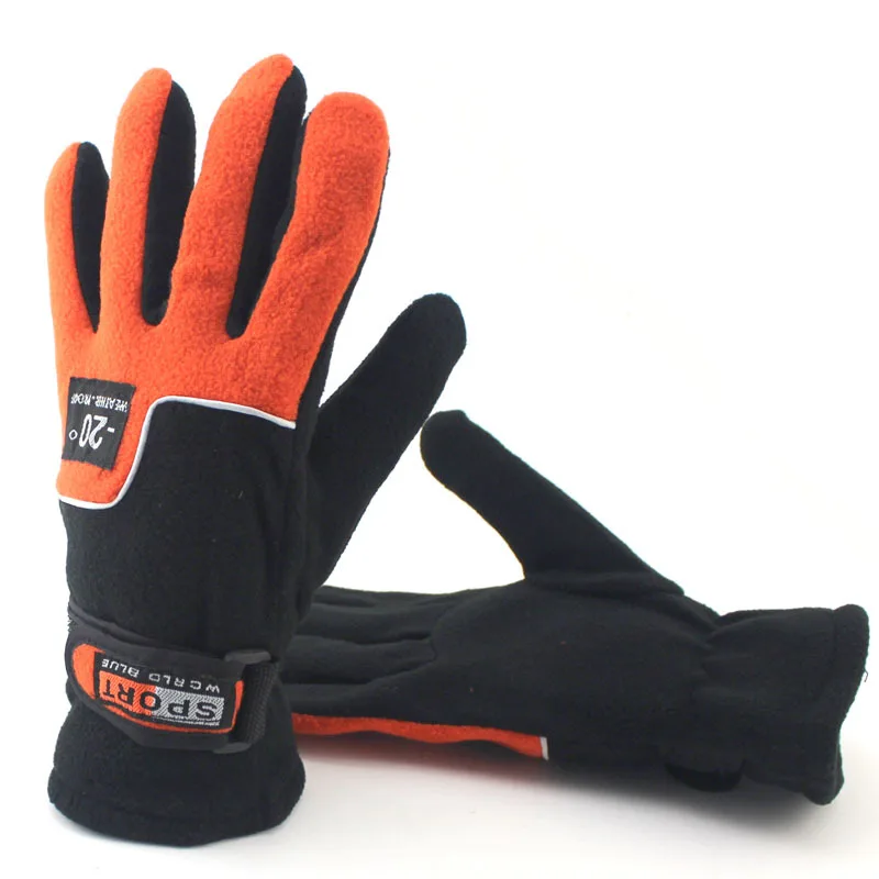 Зимние флисовые теплые перчатки высокого качества, утепленные спортивные перчатки для мужчин и женщин, перчатки для верховой езды AC003 - Цвет: Women orange