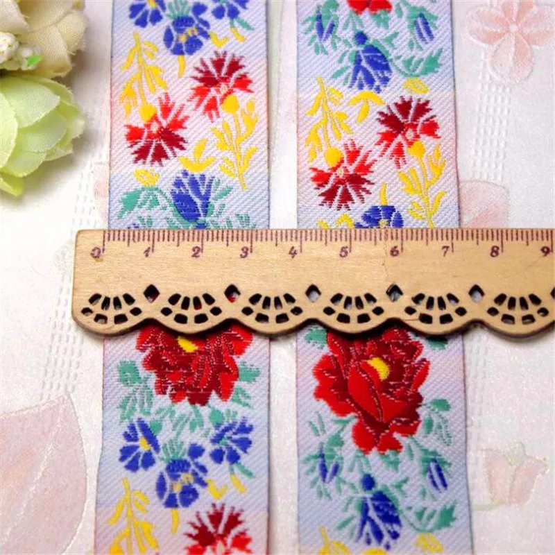 Embroidered flower ribbon lace woven label Jacquard ribbons handmade craft garments accessories CX139