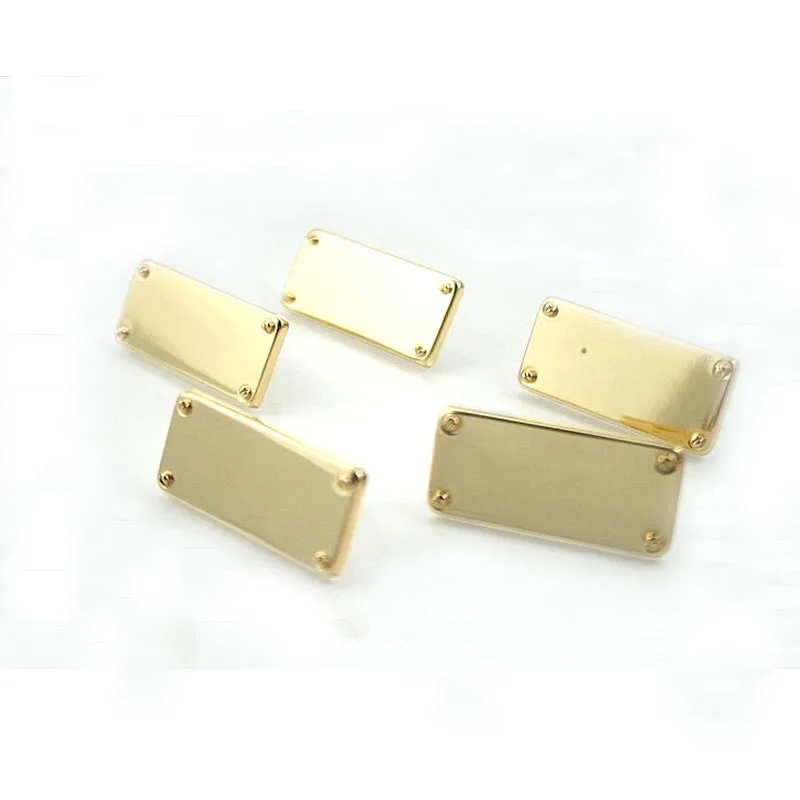 

Blank Metal Name Tags Metal Labels Luggage Tags Studs Gold Tone 14x31 mm