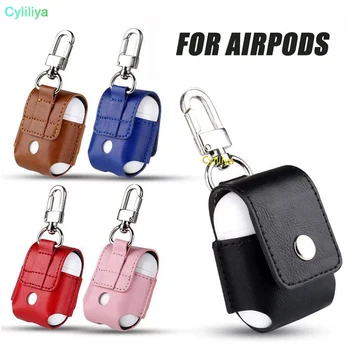 

100pcs Portable Anti-lost PU Leather Case Protective Cover Bag Pouch For Apple Air pods Bluetooth Headset Charging Case
