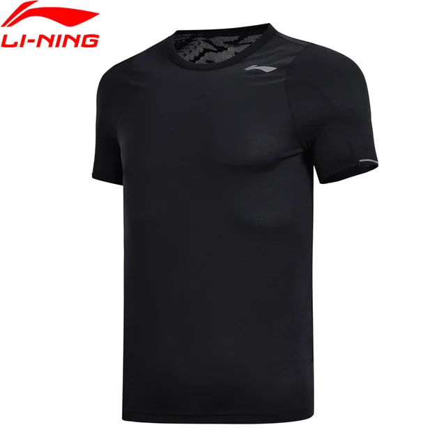Li-Ning для мужчин футболки для тренировок дышащий Slim Fit 100% топы из полиэстера подкладка Комфорт Спорт Фитнес Футболка ATSN057 MTS2785