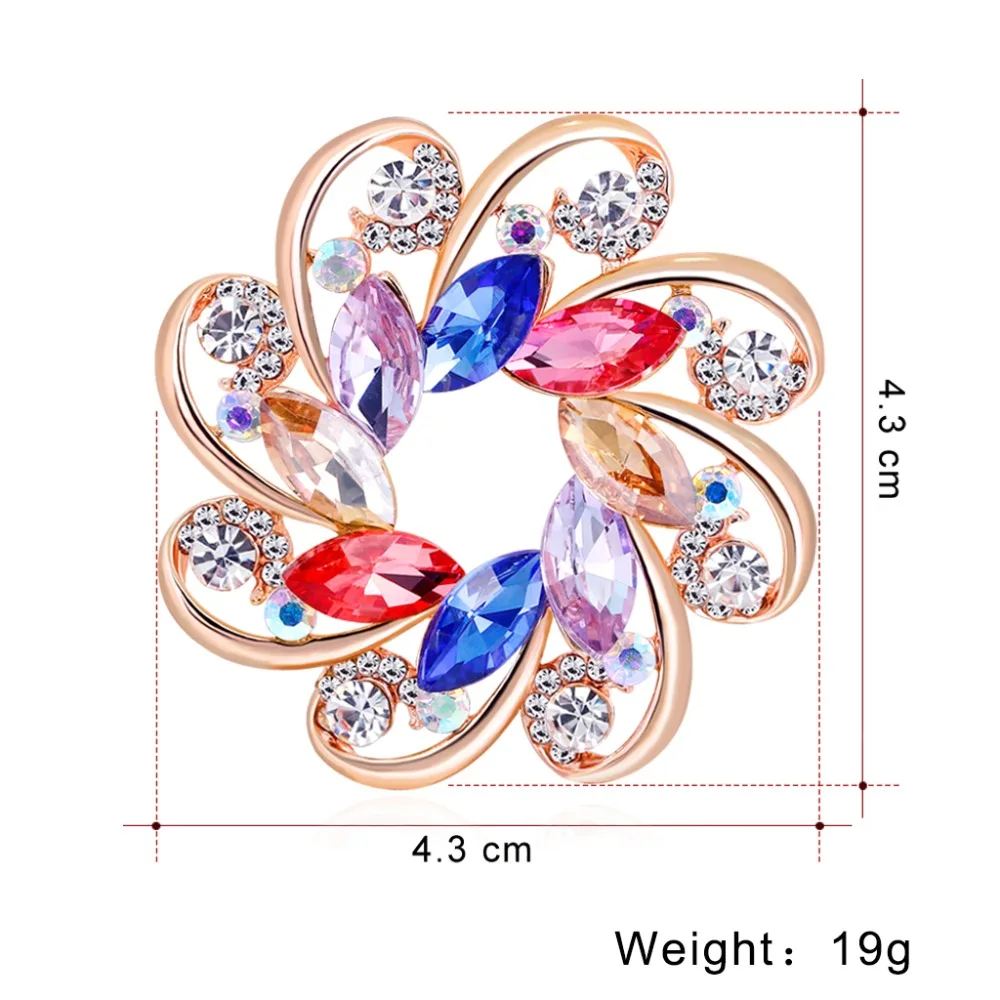 Rinhoo, дизайн, сплав, стразы, броши, изящный Цветок, форма, женский костюм, шарф, пряжка, цветные шляпы, шарф, ювелирные изделия, подарки, булавка