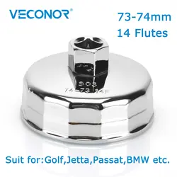 Veconor 1/2 "квадратный Dr. Сталь 73 мм-74 мм масляный фильтр чаша ключ инструмент для жилья Remover 14 флейты универсальный для Golf Jetta Passat BMW