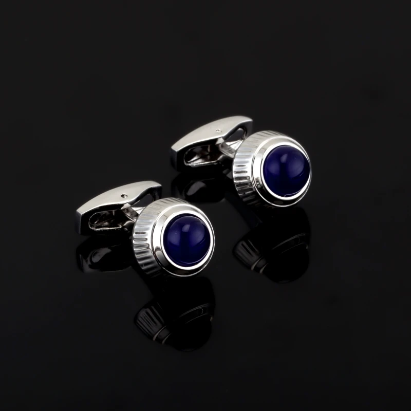 Luxury Shirt Blue Crystal Silvery Cufflinks Brand Hipster Cufflinks For