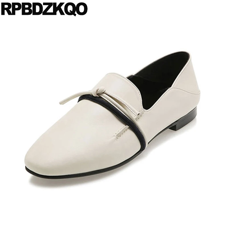 

2018 Knot Women Square Toe British Style Flats Slip On Latest Maternity Driving Pink White Slides Mules Shoes Summer Slippers