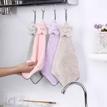 1 шт. подвесное милое бархатное Коралловое полотенце с улыбкой, кухонные быстросохнущие улыбающиеся полотенца для лица и рук, Абсорбирующая Безворсовая Ткань для посуды