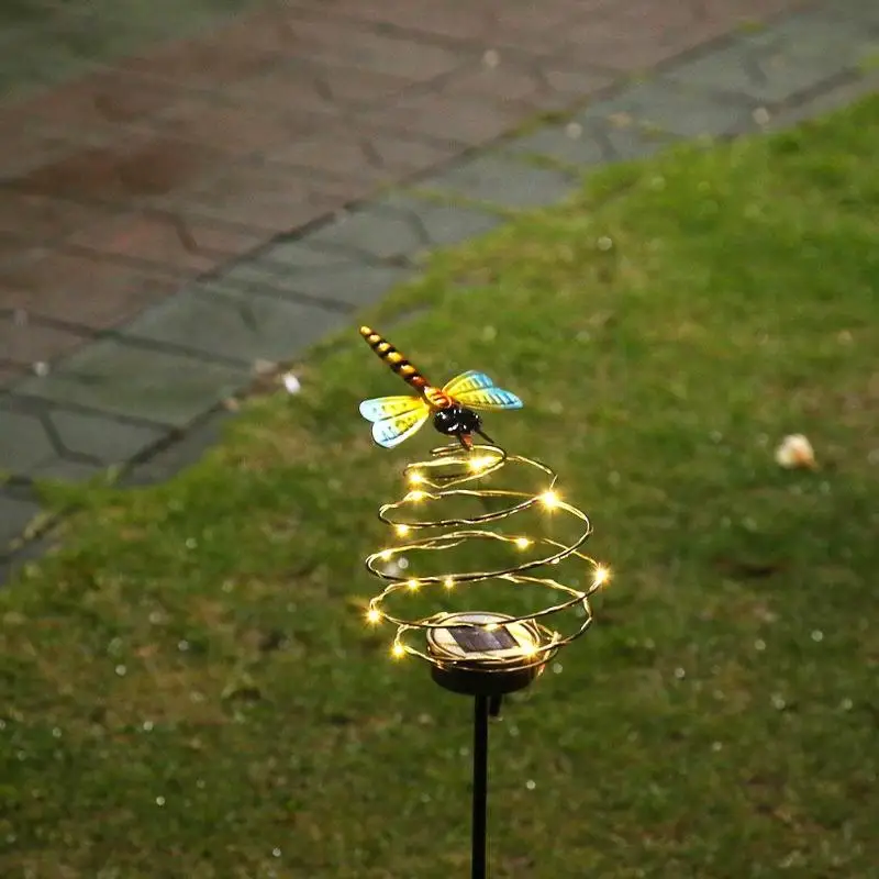 Солнечный светильник для лужайки стрекозы 20LED садовый пейзаж двора, декоративная лампа для внутреннего двора, лампа для украшения сада