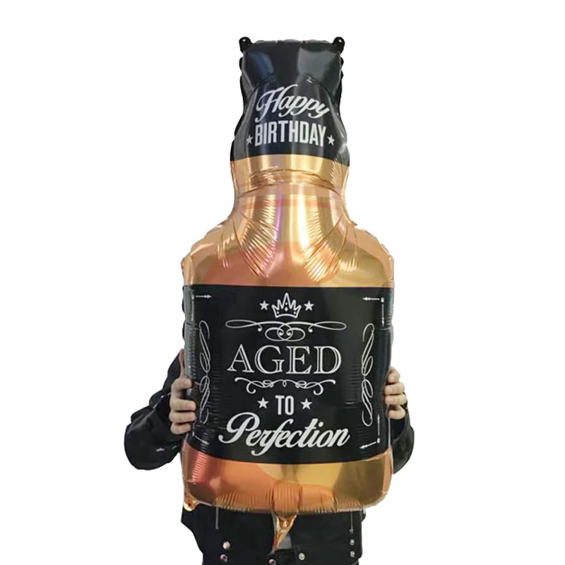 Wine Whisky Bottle Foil Balloons Happy Birthday Party Decorations Adult