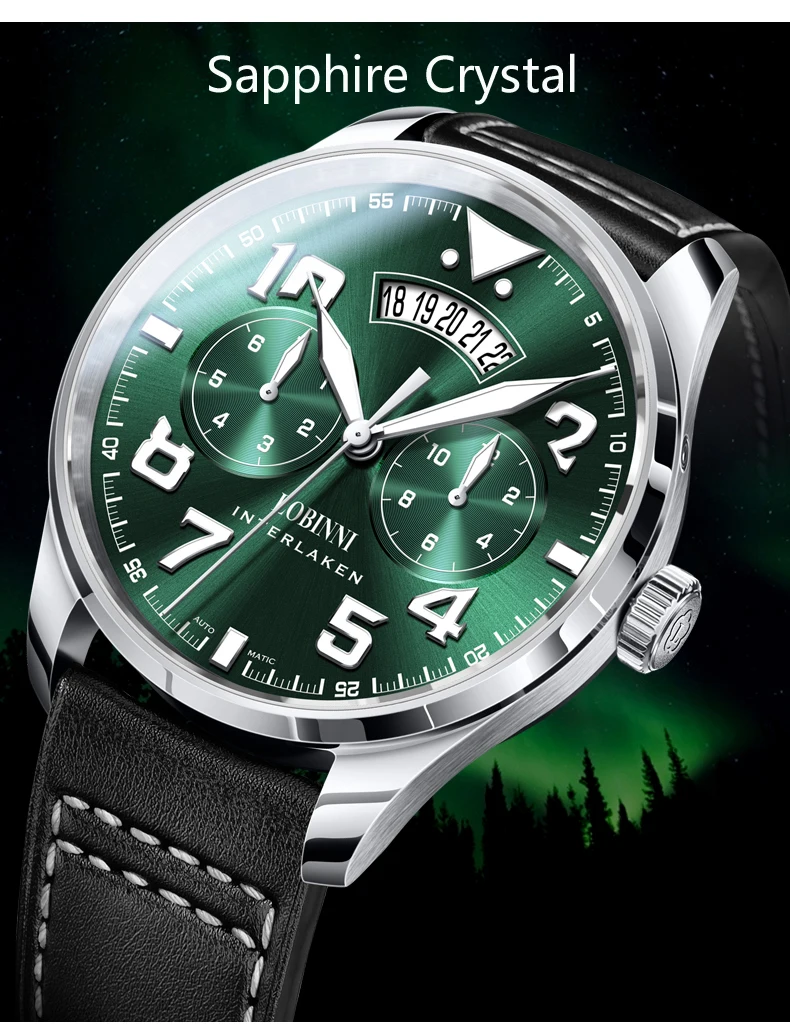 Швейцарские LOBINNI мужские часы Топ бренд Япония MIYOTA 9122 ...