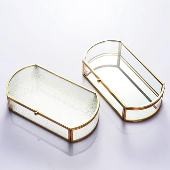

24*12cm Retro Geometry Glass Garden Jewelry Box Jewelry Accessories Multifunction Storage Box Display Box Storage Boxes & Bins