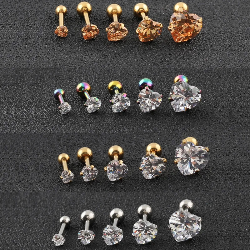 A single Violet cubic snow ball barbell earring stud piercing 18g