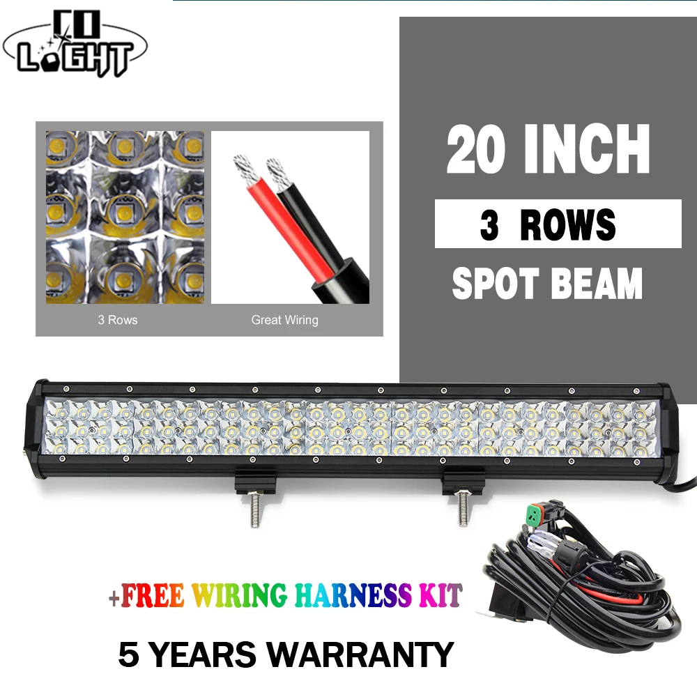 

CO LIGHT Led Bar 20 Inch Light Bar Straight 3-Row 252W Auto Lighting Farm for Mining Tractor Offroad Lada Niva 4X4 12V 24V