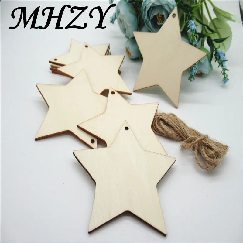 

5/10PCS 8cm Natural Wood hollowed out Pentagram star bookmark Pattern Art Collection Craft Handmade for Home decoration DIY Q74