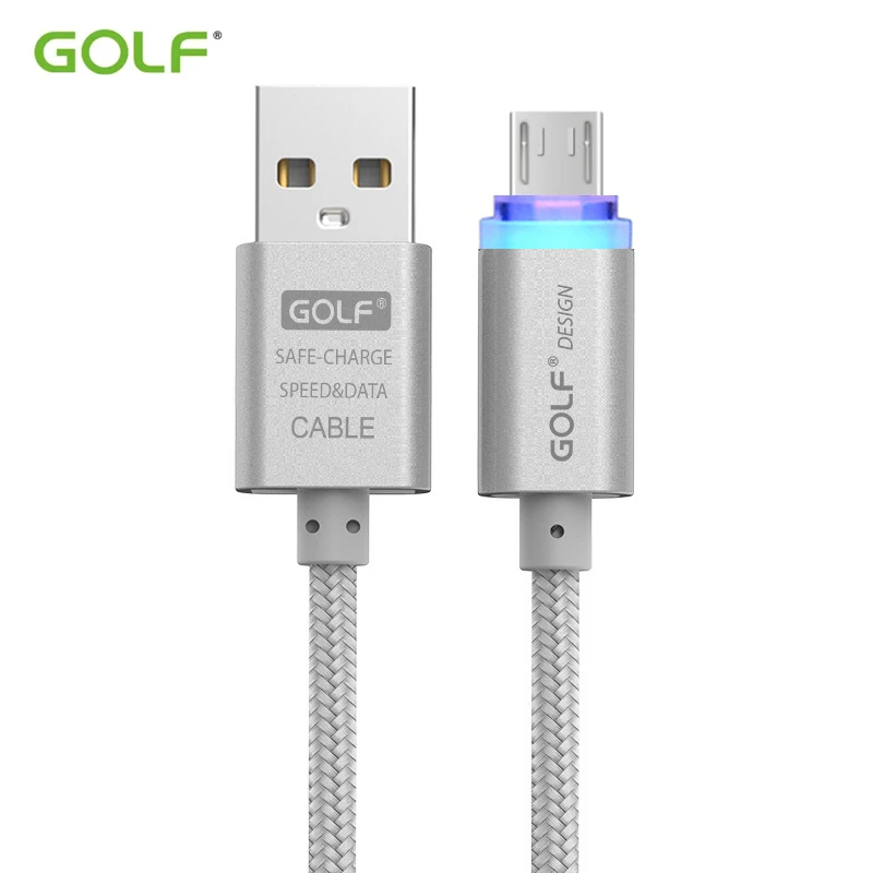 GOLF Smart светодиодный кабель для быстрой синхронизации данных USB для samsung S6 S7 Redmi 5 6 Note4X Micro USB кабели для зарядки телефона Android - Цвет: Silver