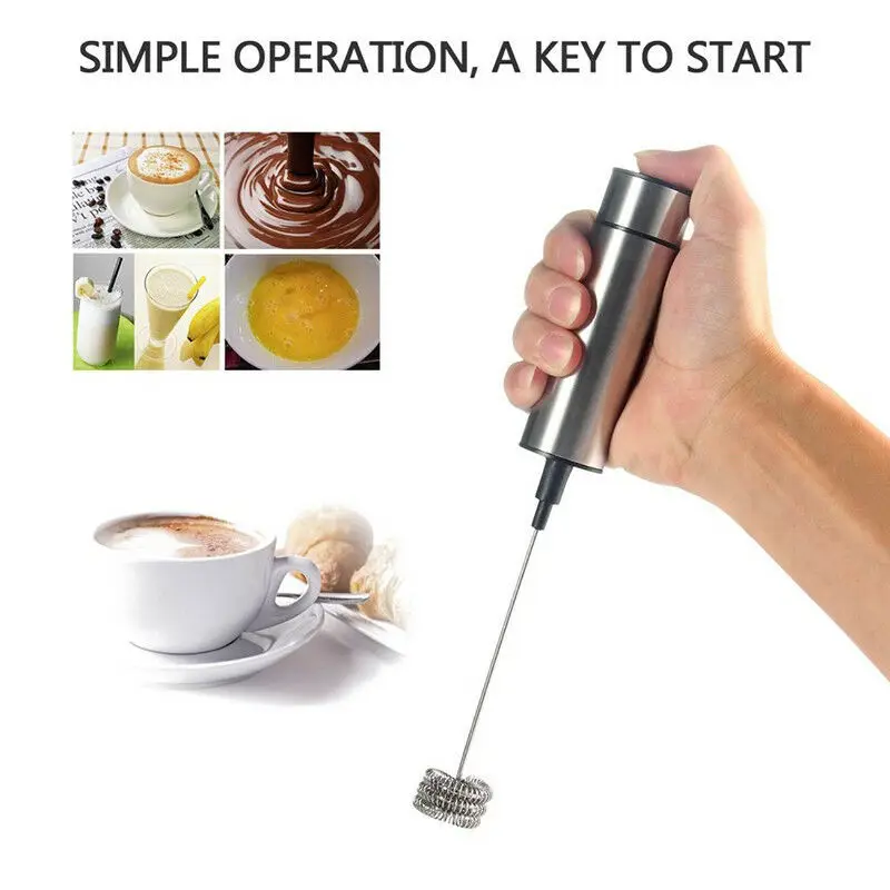 

Electric Handheld Milk Frother Foamer Egg Beater Double Spring Triple Spring Whisk Head Stainless Steel Drink Mixer Coffee Maker