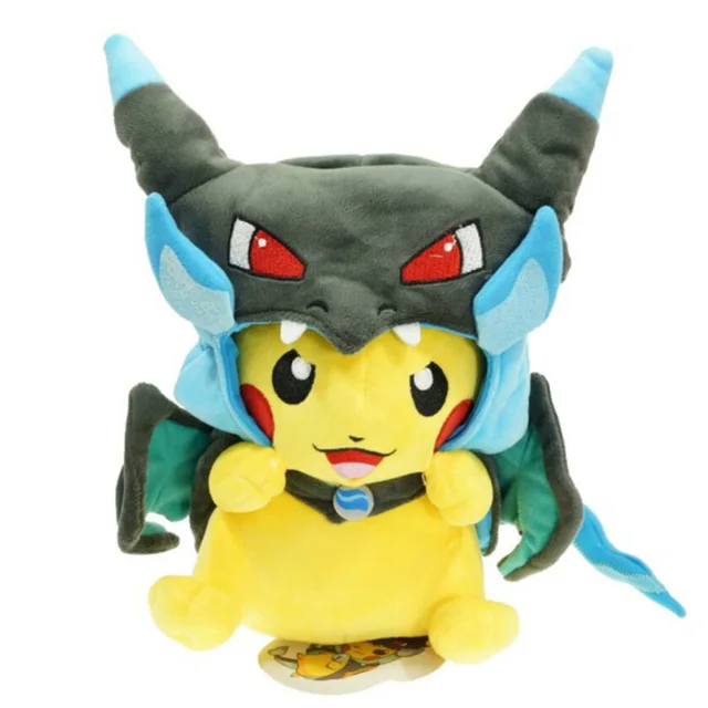 10PC/Lot Pikachu Cosplay Mega Charizard X Plush Toys, 22-25cm Kawaii Pikachu Plush Soft Stuffed Animals Toys for Kids