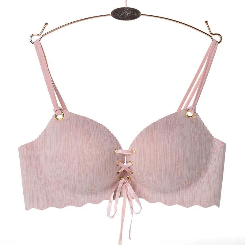 Bean paste NEEDBO сексуальные бюстгальтеры для женщин отжимать Bralette провода бесплатно Глубокий U чашки Лифчики без швов лифчик большого размера с открытой спиной нижнее белье женское нижнее белье - Цвет: Bean paste