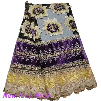 

New African Lace Fabric Embroidered Nigerian Guipure for Wedding High Quality Velvet 2019 French Tulle Lace Fabric Q004