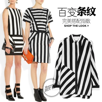 

Amazing spring stripe classic black and white color ultra-thin soft waxy silk elastic fabric