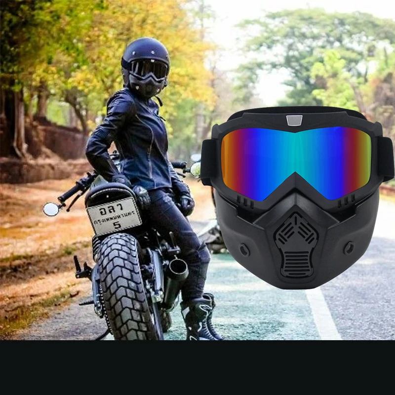 

Hot-selling modular mask detachable goggles and mouth filter ideal for open motorcycle half helmet retro helmet