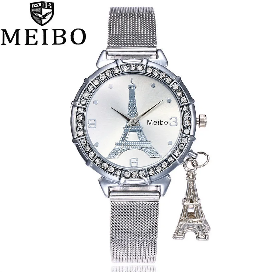 

Dropshipping Women Silver Gold Eiffel Tower Watch Fashion Ladies Stainless Steel Tower Pendant Quartz Watch Relogio Feminino Hot