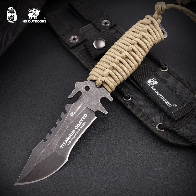 HX OUTDOORS Diving Knife Army Hunting 58hrc Hardness Straight Camping