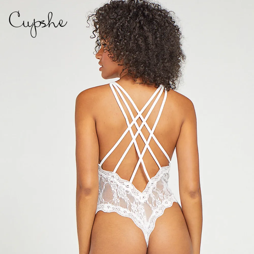 CUPSHE женское белье из чистого белого сетчатого кружева цельное сексуальное
