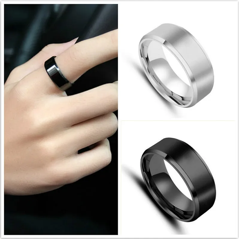 

2019 New Black Titanium Steel Finger Ring for Men Silver Plated Rings Couple Elegant Fashion Rings