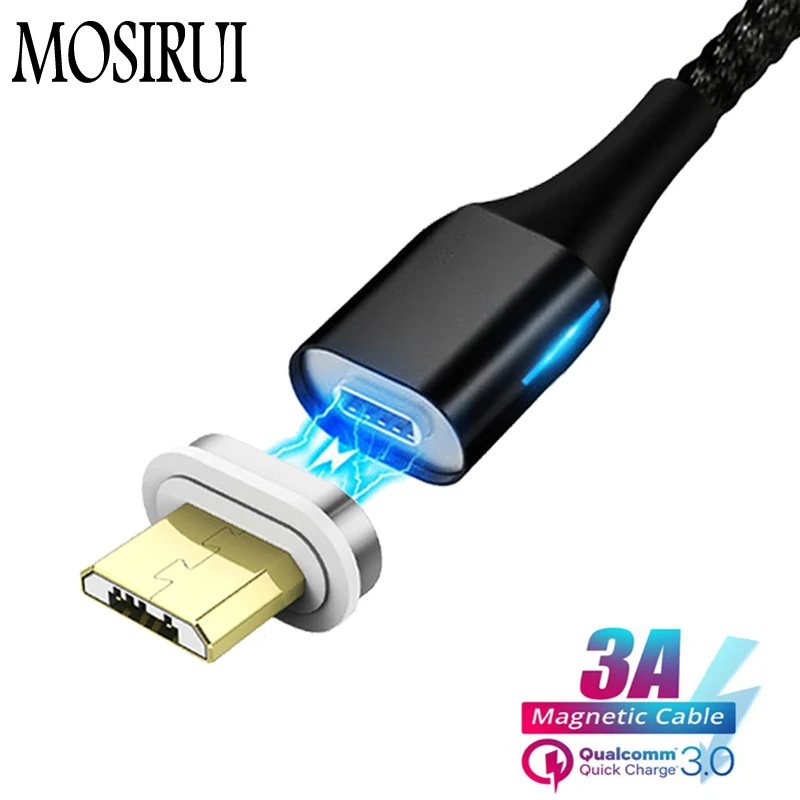 MOSIRUI сильный всасывающий Магнит кабель для передачи данных для мобильного телефона 3A Быстрая зарядка 1 м 2 м chargin Micro USB для samsung J4 J6 J7 J8 plus