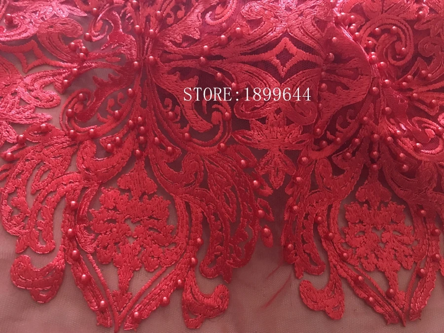 Latest red African Laces 2017 High Quality Tulle Fabric Laces Nigerian