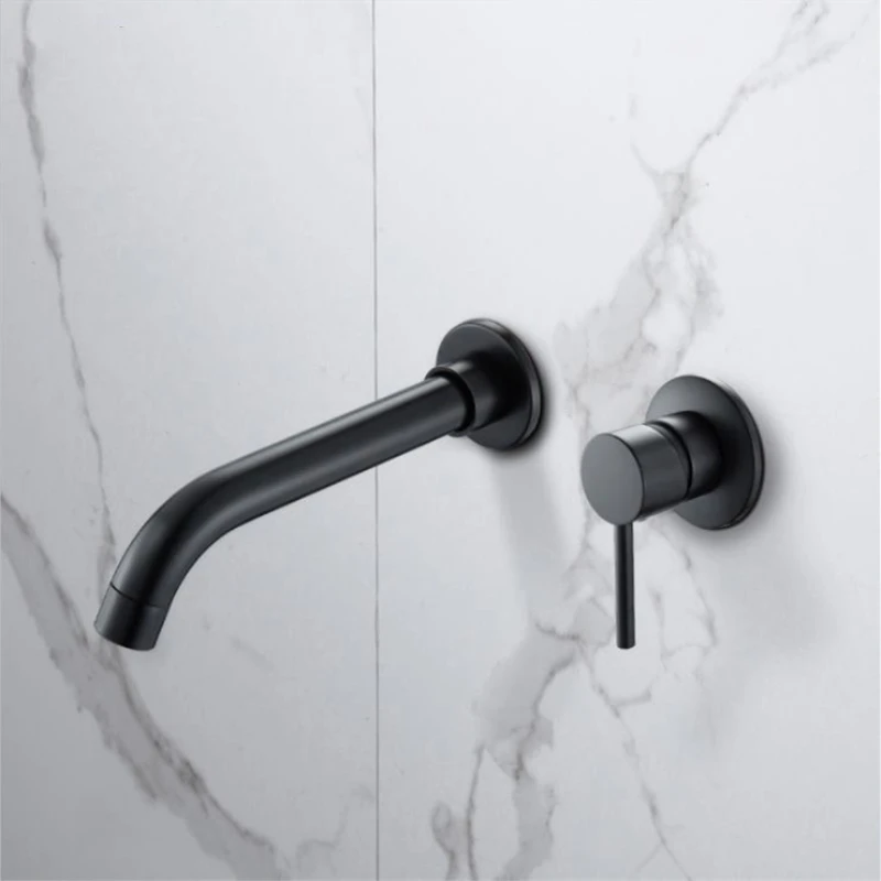 Modern Brass Wall Basin Mixer Tap Bathroom Kitchen Sink Faucet Swivel Spout Bath With Single Lever In Black Gold Silver