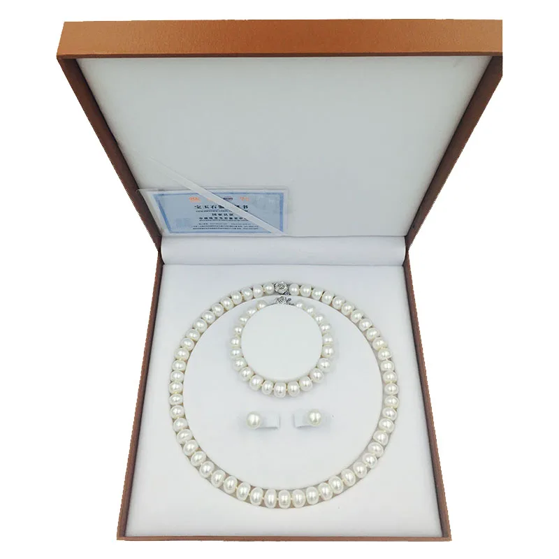 Комплект из колье серёг и браслета 18 дюймов 9 11 мм|jewelry sets|pearl jewelryset jewelry |