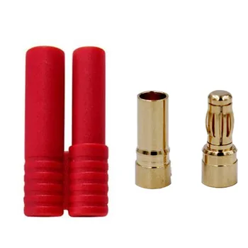 

10pairs 3.5mm Gold Plated Male Female Bullet Banana Connector Plug with Red Housing For ESC Battery Motor 20%Off